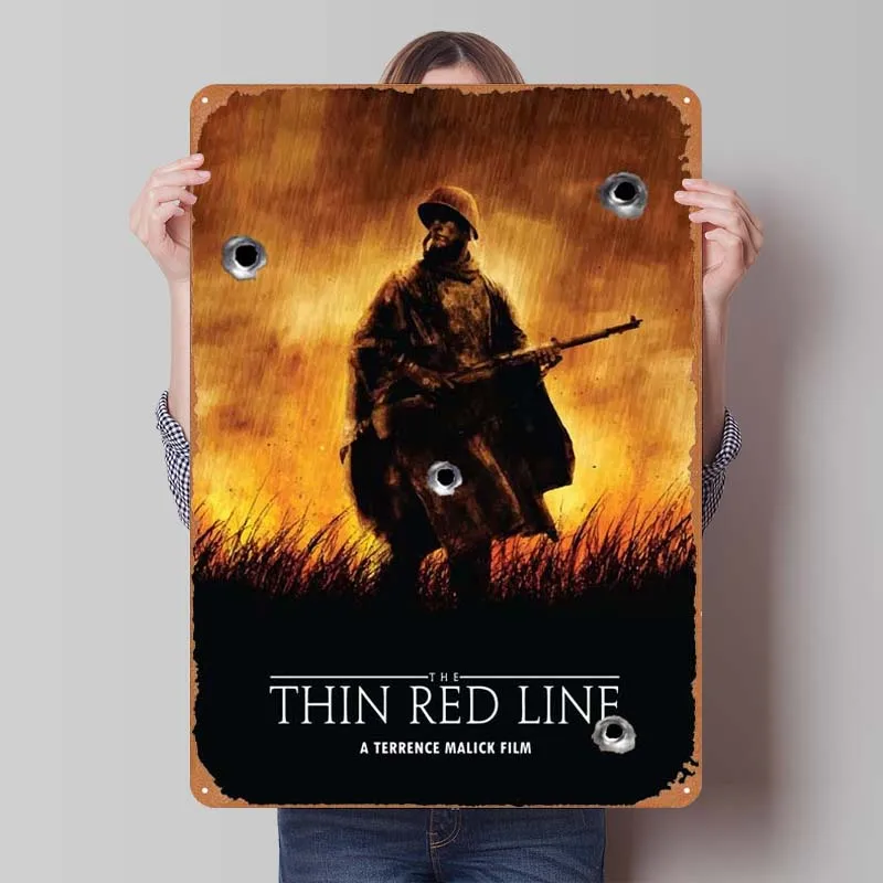 The Thin Red Line Tinplate Sign Poster Customized Retro Metal Sign for Bar Wall Art Decoration Vintage Decor Man Cave Home Room