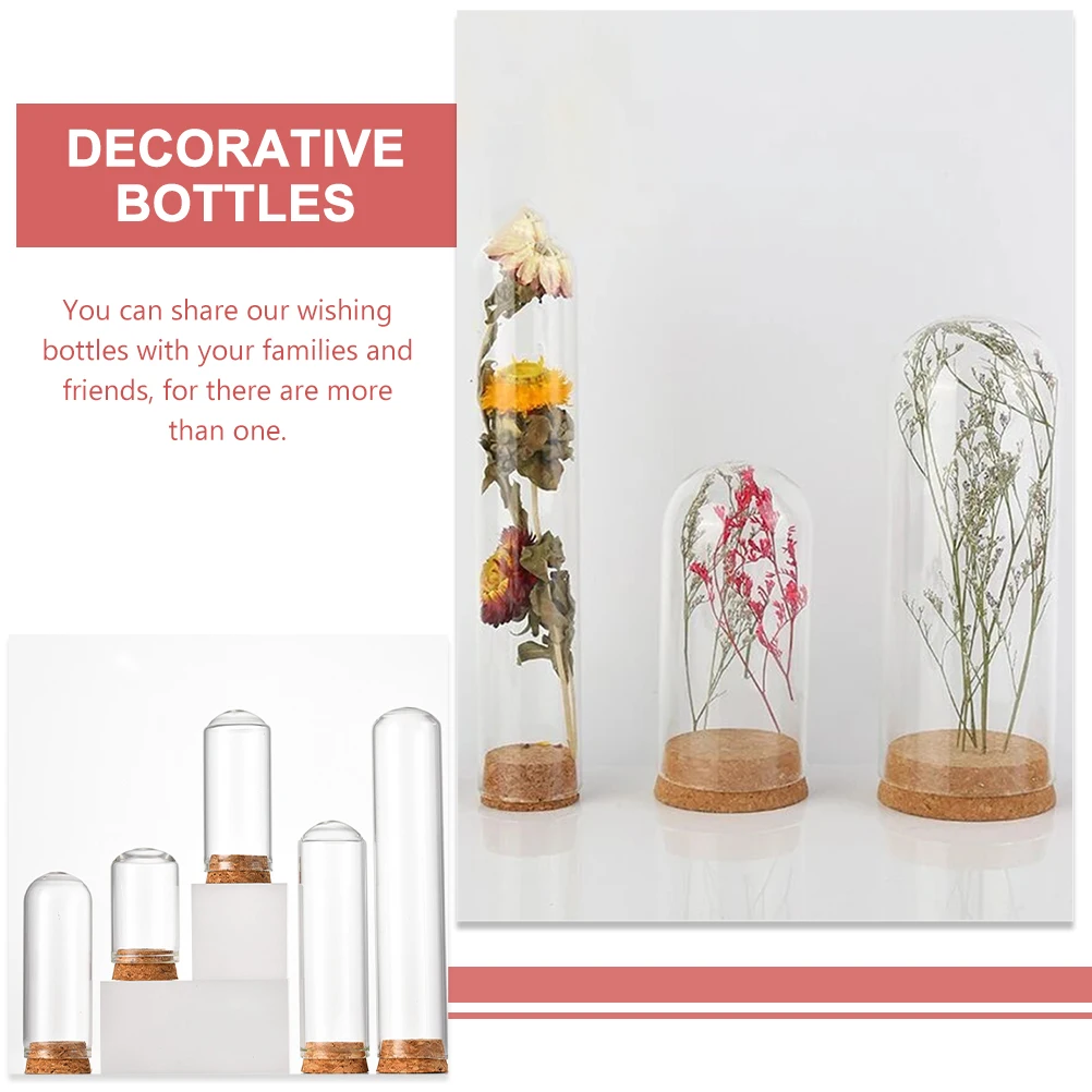 

10pcs Bottom Decorative Glass Wood Plug Glass Bottle Mini Test Tube Decorative Jar 22x150 Reusable Sealing Drift Bottle