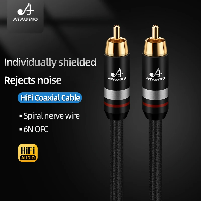 High Quality 6N OFC HiFi Digital Coaxial Cable for Home Theater HD TV Amplifier RCA Male to Male Hifi SPAIF Coaxial Audio Cable