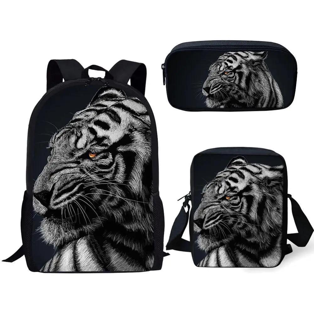 2025 Tiger Print School Bag Set for Teen Boys Girls Back Pack Student Kids Backpacks Schoolbag Cool Primary Children Bookbags