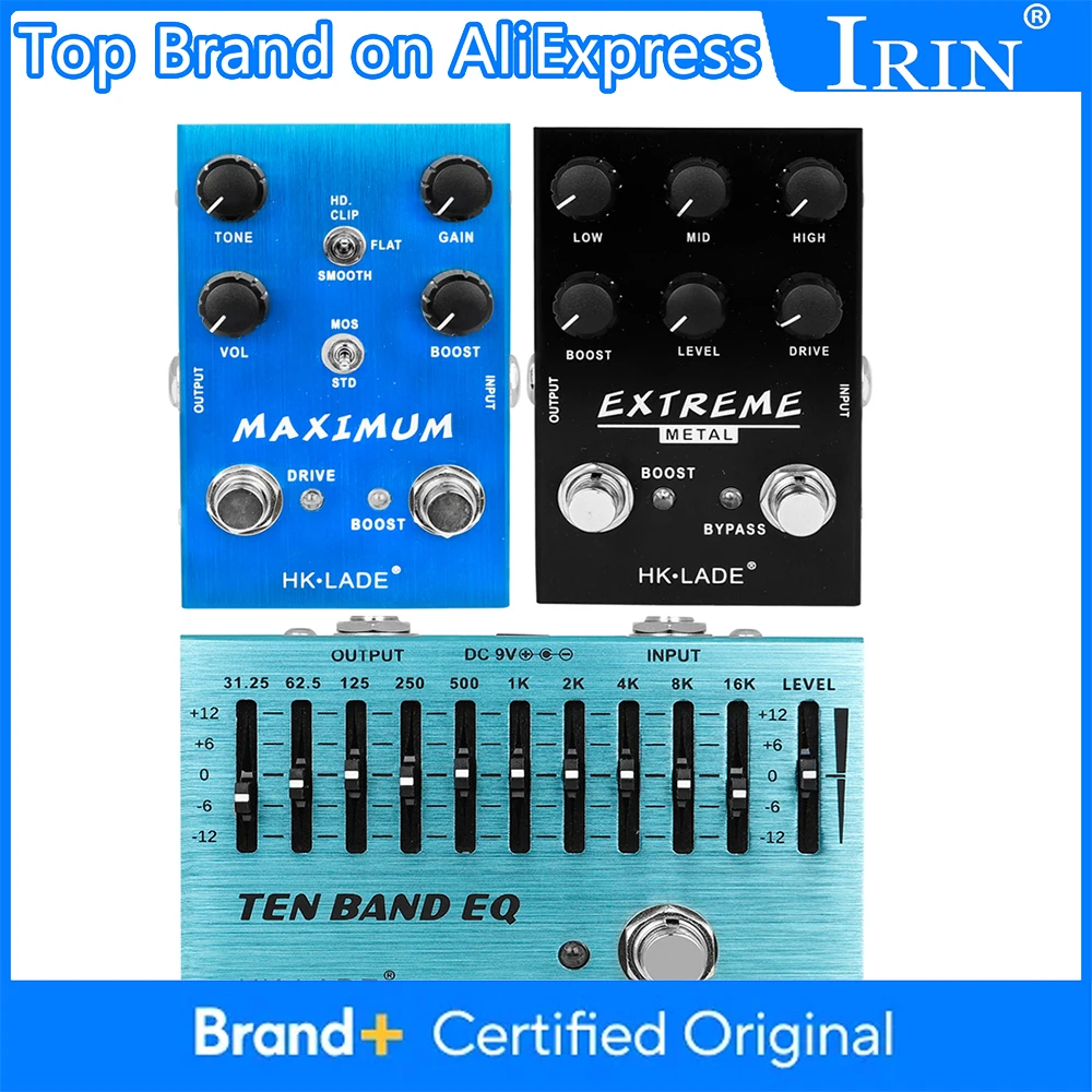 

HK·LADE Педаль эффектов для гитары 10-полосный эквалайзер/MAXIMUM Overdrive/Extreme Metal Distortion True Bypass Педаль для электрогитары