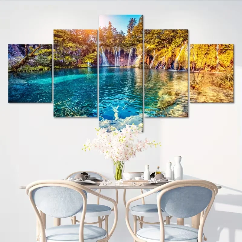5D Diy Diamond Painting 5Pcs/Set Waterfall Tree Scenery Full Square Round Diamond Embroidery Cross Stitch For Wall Decor