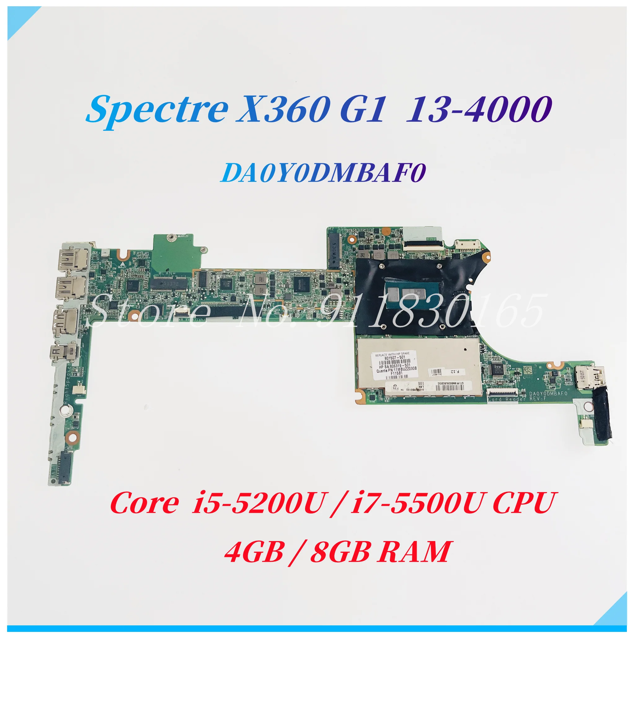 placa mae portatil para hp spectre da0y0dmbaf0 x360 g1 134000 core i55200u i7 5500u cpu 4gb 8gb de ram 801507 501 801505 501 01