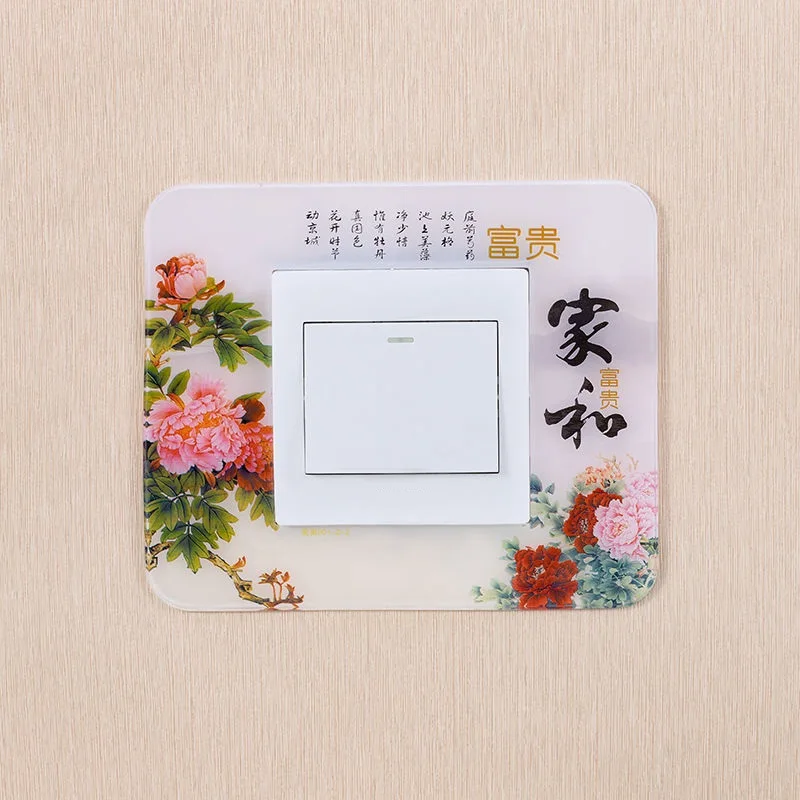 Multiple Chinese style Acrylic Socket switch sticker Wall stickers Home decor Living room decoration Light switch cover plate