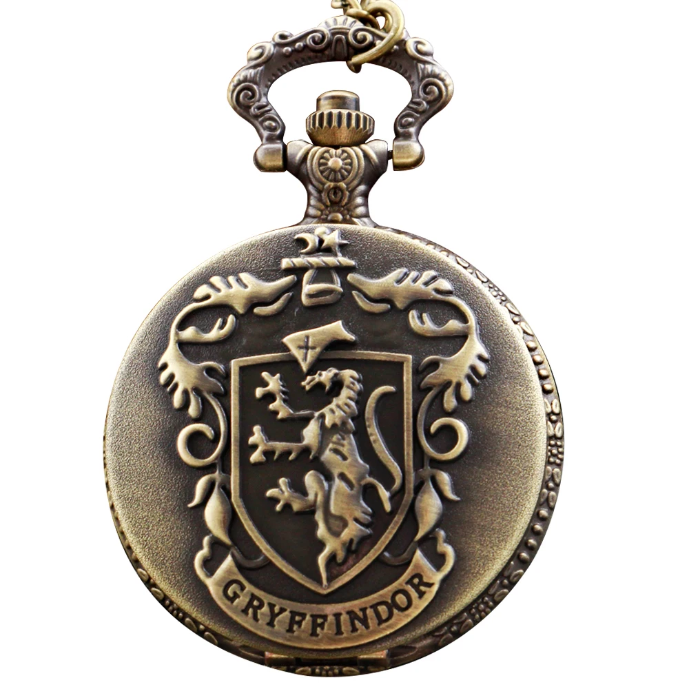 التاج البرونزي شارة الأسد النبيلة كوارتز ساعة الجيب موضة وقت صغير الأحجار الكريمة قلادة ساعة الرجال والنساء هدية قلادة #1