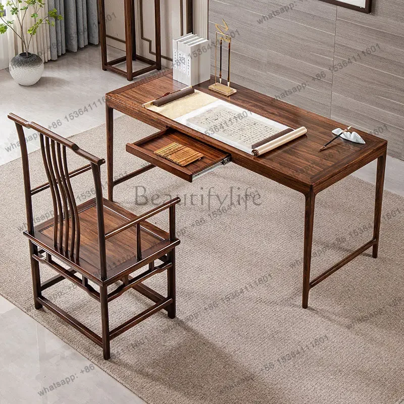 56Modern simple all-solid wood desk New Chinese office computer desk