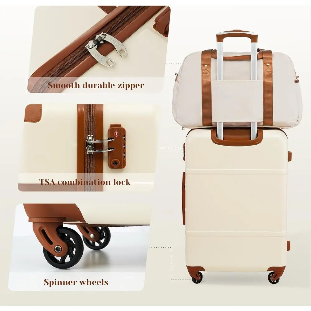 3-Piece Hardside Spinner Luggage Set with TSA Lock and Telescopic Handle for Carry-On Travel