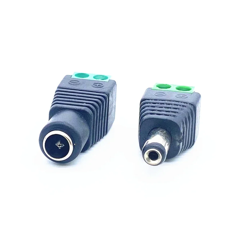 1pcs Female +1 pcs Male DC Connector 2.1*5.5mm Power Jack Adapter Plug Cable Connector For 3528/5050/5730 LED Strip Light