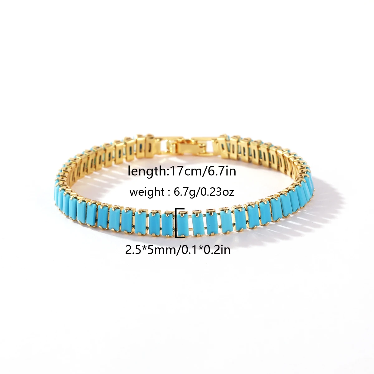 Hochwertige Modische Einfache Blaue Türkis-CZ Gestapelte Tennis-Armbänder für Damen und Herren Nischendesign Perfektes Schmuckgeschenk Großhandel – Detail 2