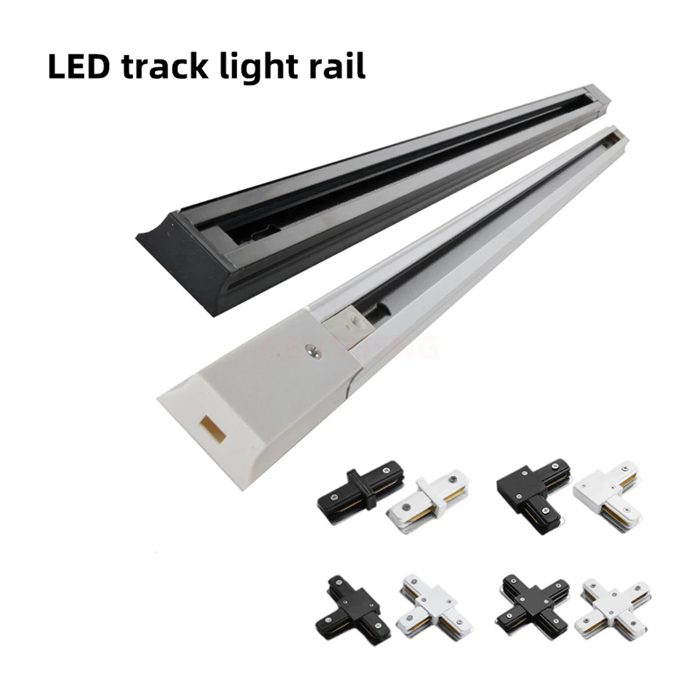 LED Track Light Rail 0.5M 1M Black White Aluminum 2 Wire System Track Light Series Universal Track for Ceiling Spot Lamps