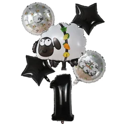 6pcs White Head sheep Foil Balloons Children's birthday party decor Baby Shower wedding marriage room balloons