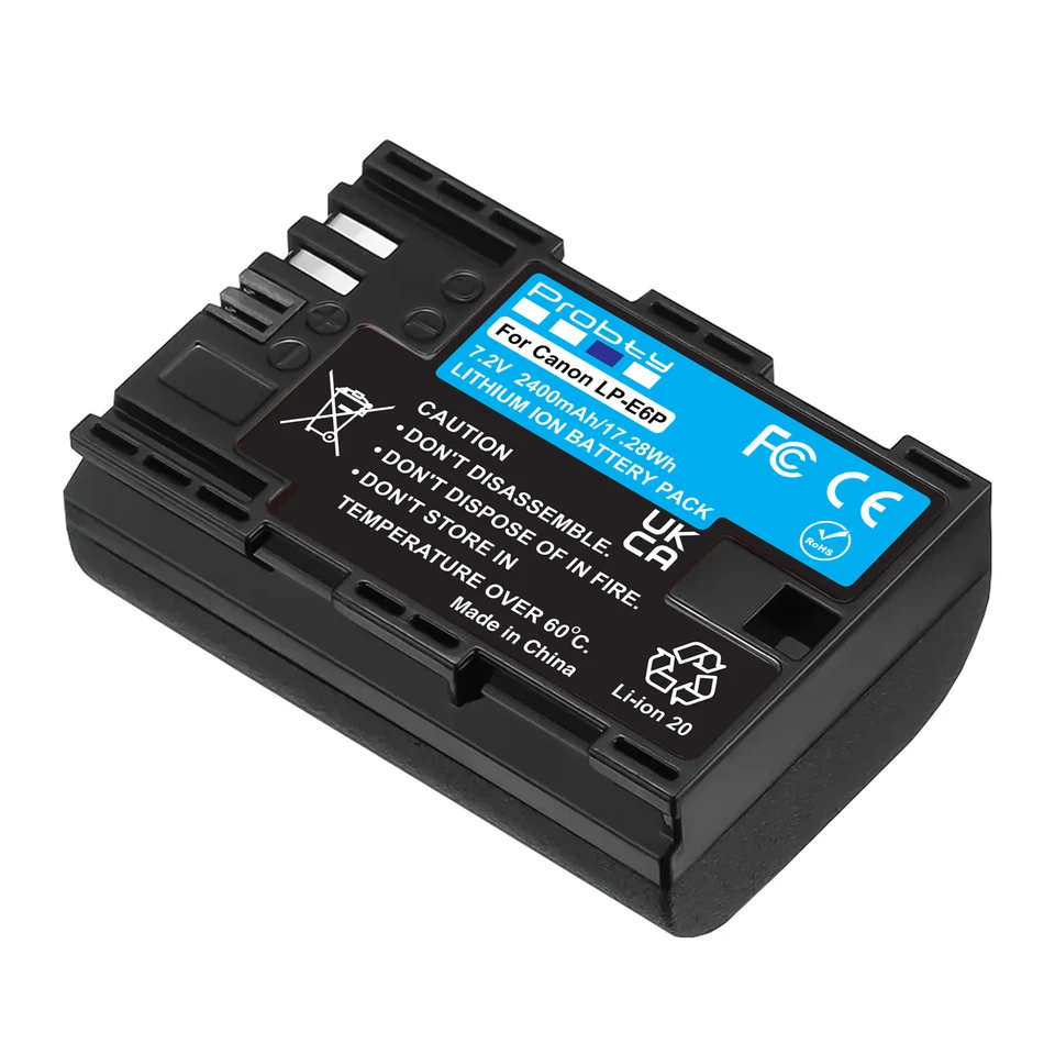 Probty-cannon eos r5 ii r6r5カメラ用バッテリー,2400 mah,LP-E6P lp