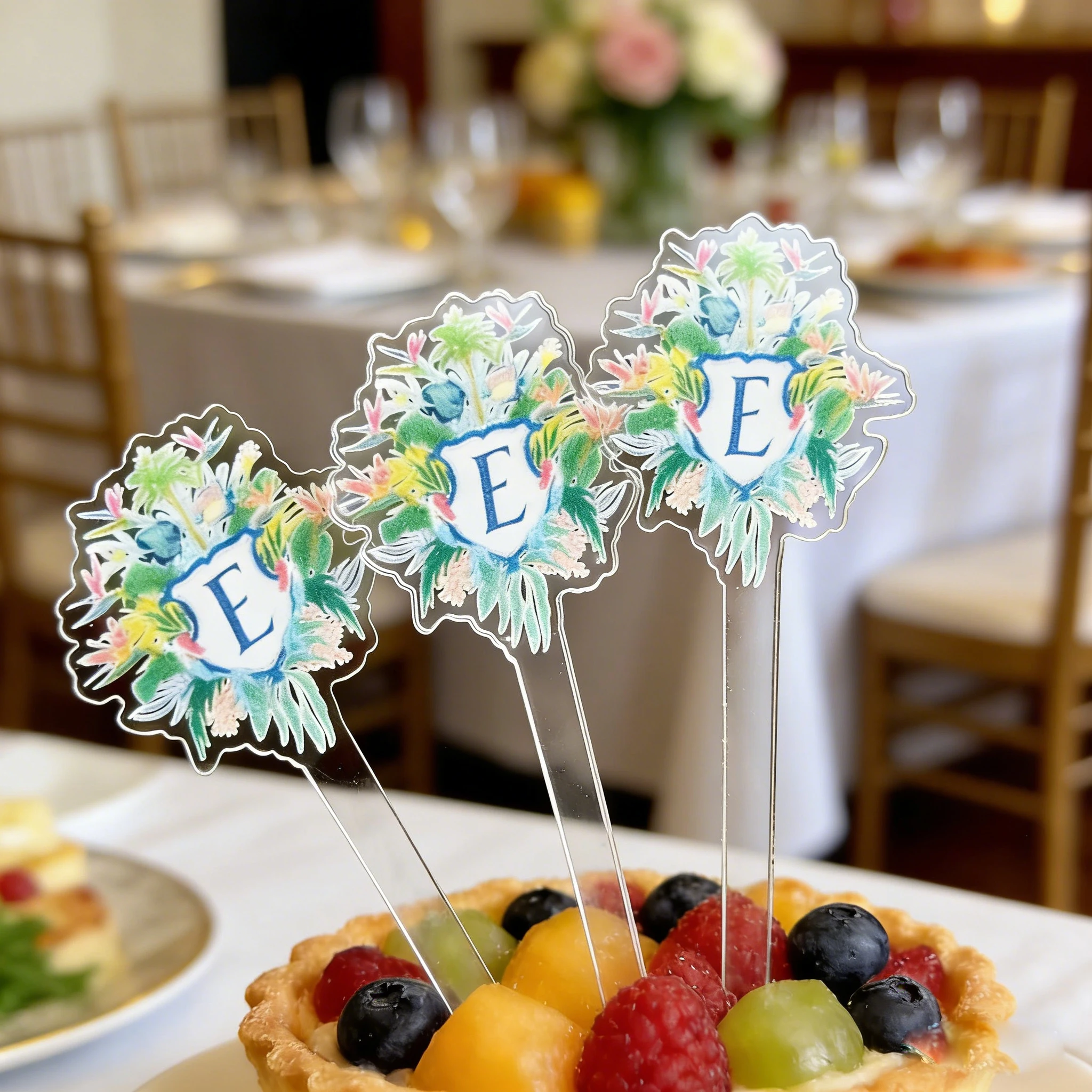 Personalized Print Food Picks,Acrylic Double-Sided Drink Stirrers,Name Cupcake Picks,Cooking BBQ Skewer Catering Buffet 10cm
