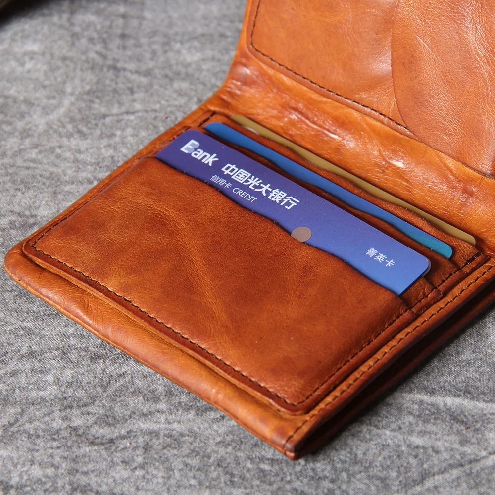 S.WORKER Vollnarbiges Rindsleder-Portemonnaie Vintage Slim Bifold Geldbörse für Herren Business – Detail 13