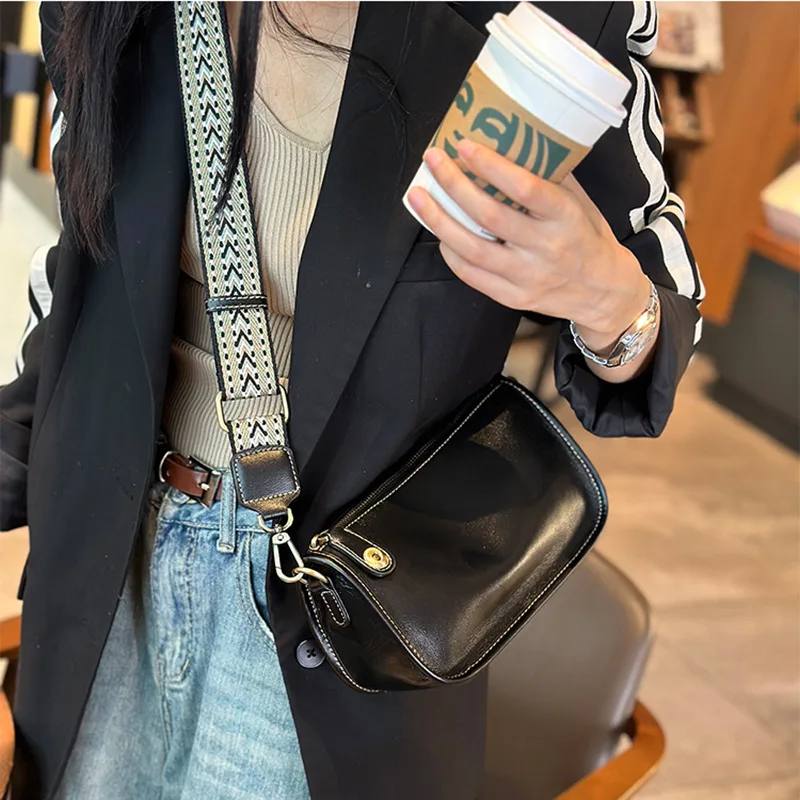 New Arrive 2025 Fashion Women's Genuine Leather Shoulder Bags High Quality Small Messenger Bags Ladies Vintage Crossbody Bags