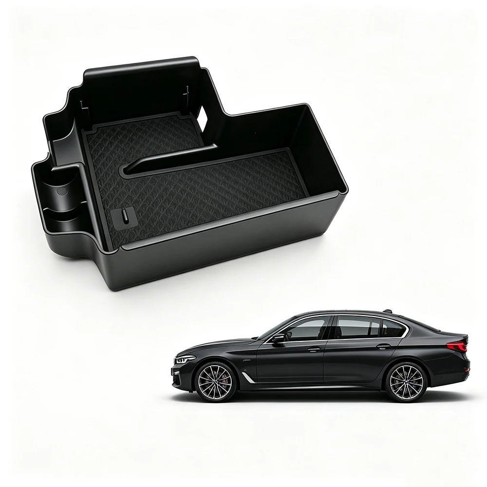 Car Armrest Storage Box for BMW 5 G30 6 Series GT G32 2017- 2020 Center Console Interior Organizer Tray with Mat Auto Accessory