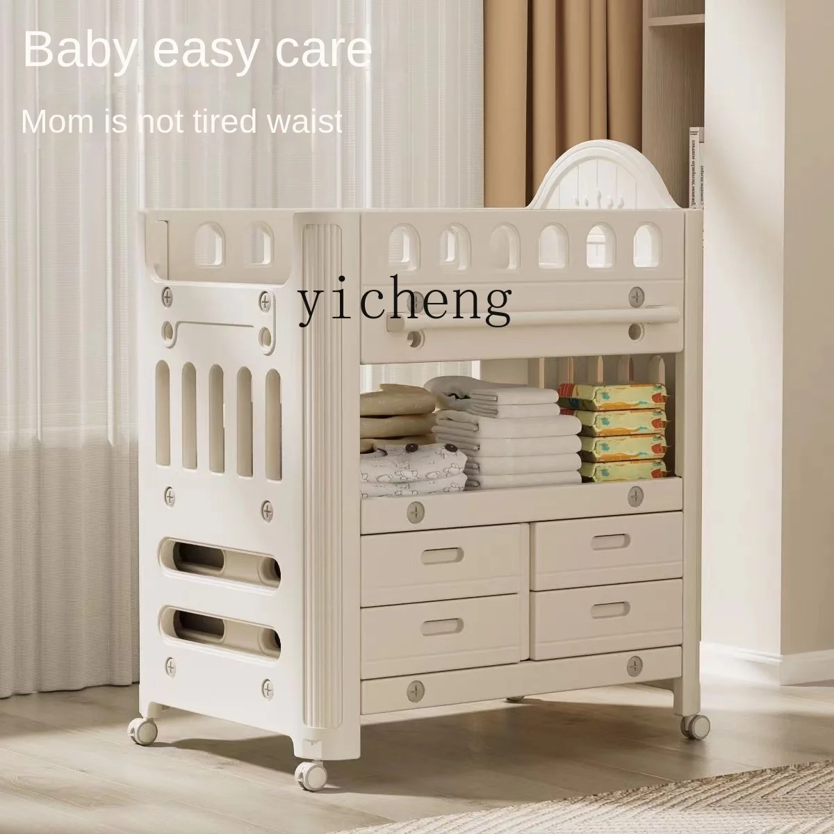 Tqh Diaper-Changing Table Baby Touching Baby Caring Table Diaper Changing Movable Newborn Massage Touching Bath Crib