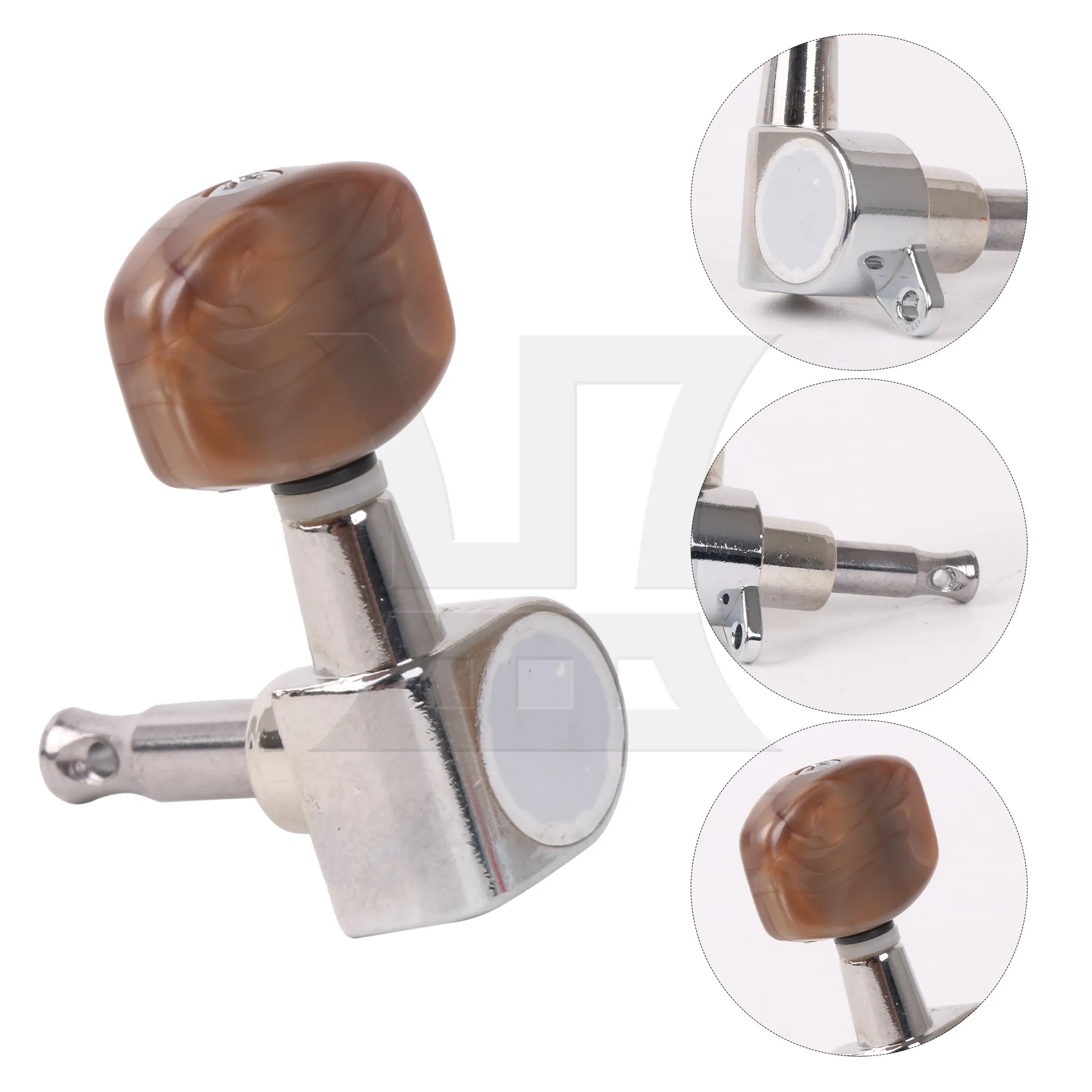 

Yibuy 1pc Guitar Fully Enclosed Large Square Brown Handle Accurate String Right Hand Silver Suitable for Electric Guitars