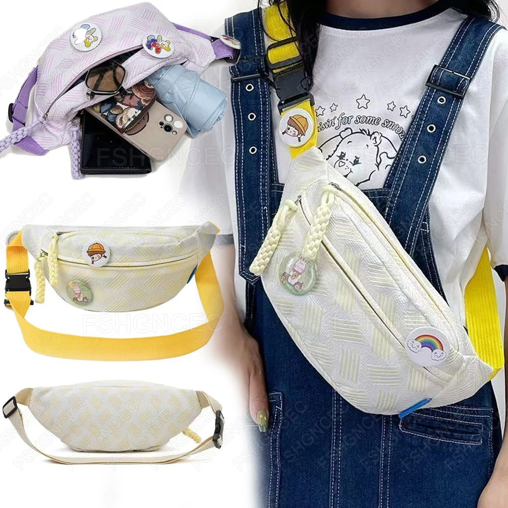 حقيبة صدر خفيفة الوزن بكتف واحد حقيبة كروس بسيطة ولطيفة حقيبة خصر كاجوال متعددة الاستخدامات حقيبة صغيرة متعددة الوظائف