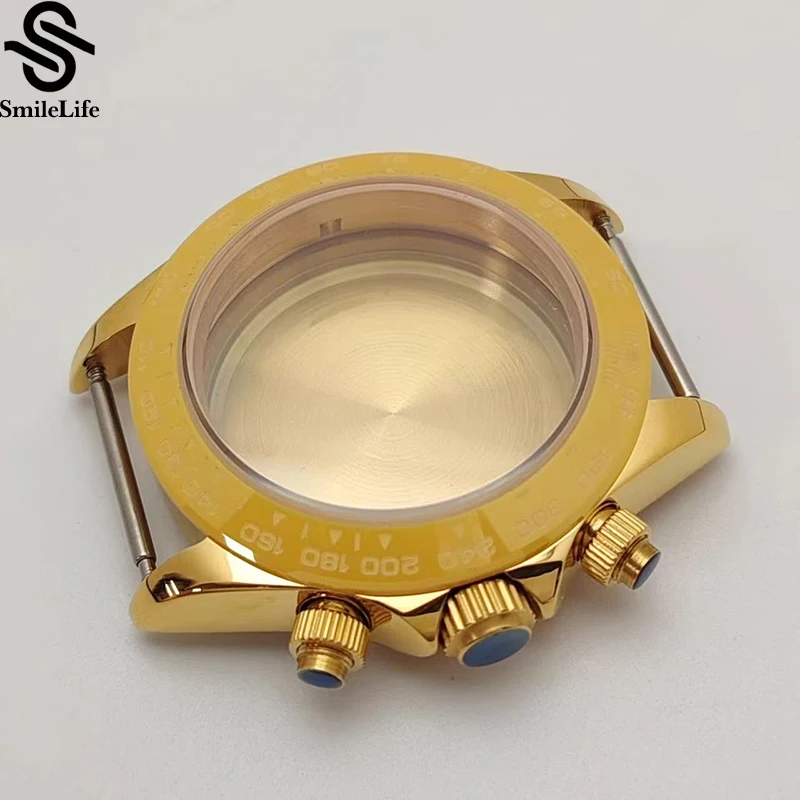 

SmileLife VK63 39mm Gold Watch Case Sapphire Glass Khaki Bezel Fit Vk63 Quartz Movement Waterproof Watch Case Watch Accessories