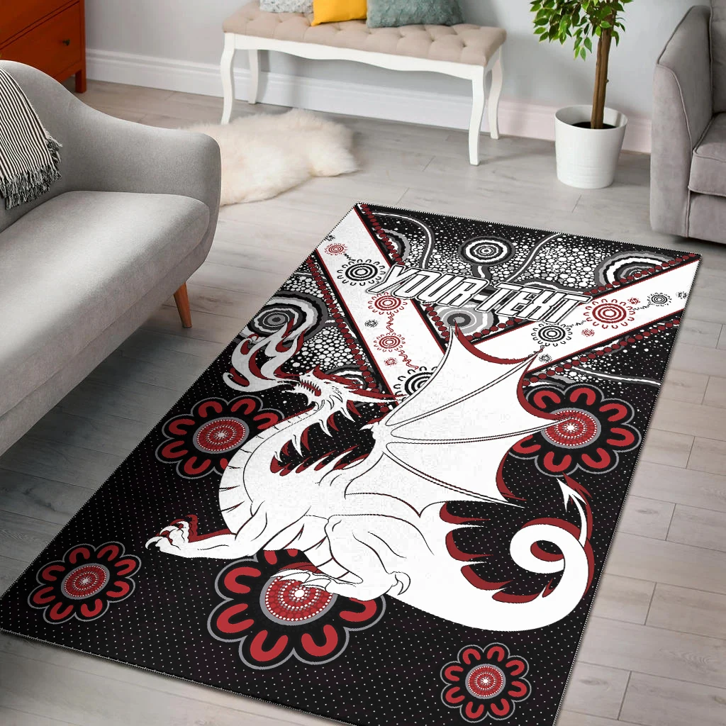 

St.George Rugby Area Rug Custom Aboriginal Dragons Area Rug Mat Floor Anti-slip Carpet Home Decoration Themed Living Room Carpet