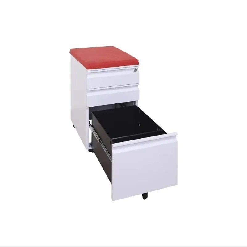 A4 File Metal Mobile Filing Storage Cabinets with Cushion Moving Steel Pedestal Cabinet