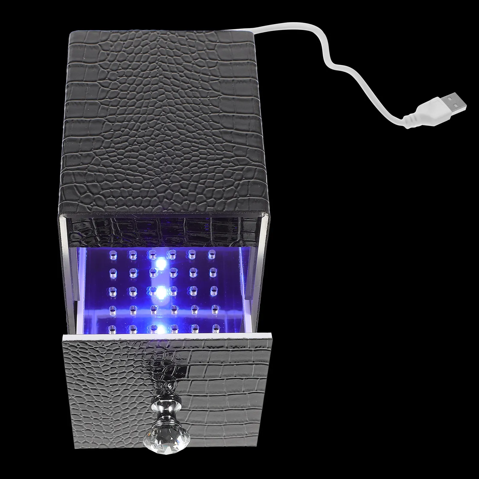 Multi Function Nail Art Drill Bits Box Blue Light Cleaner USB Powered Storage Organizer for Manicure Polishing Grinding Tools