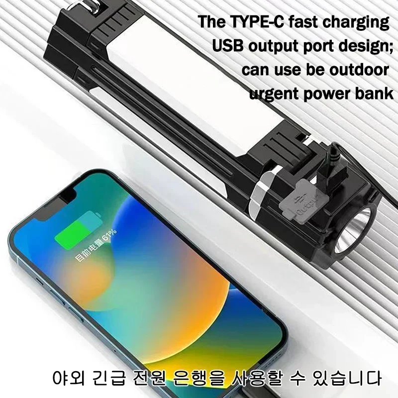 Rechargeable Outdoor Camping Light Tent Lamp Portable Foldable Flashlight Emergency Power Bank Work Floodlight