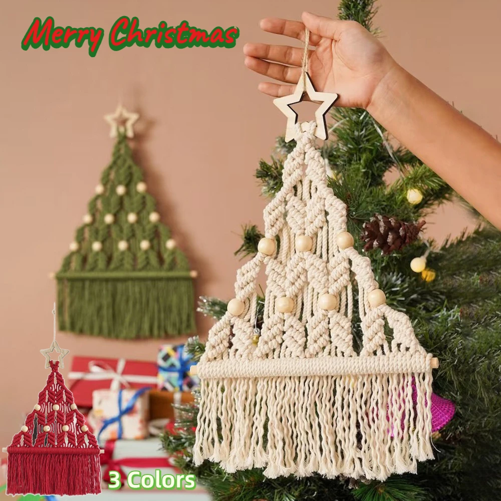 

1pc Cord Cotton Christmas Tree Macrame Kit Woven Xmas Festival DIY Living Room Bedroom Home Hotel Garden Decoration Ornaments