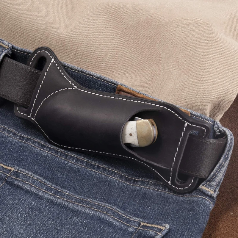 Funda para Cuchillo de cinturón, bolsa multiherramienta de PU para herramientas al aire libre, cuchillo plegable de bolsillo, soporte de cuero de vaca para acampar al aire libre