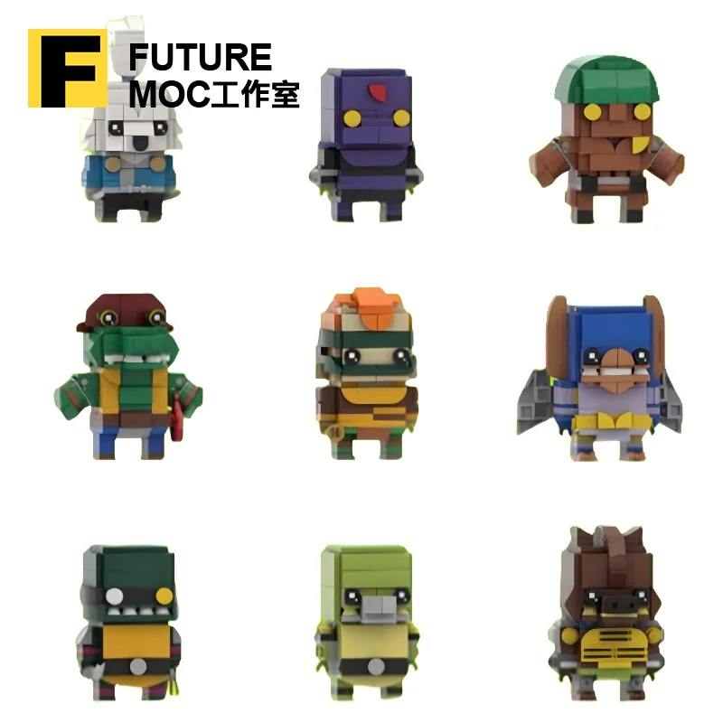 

MOC Носорог Черепаха Воин 1987, коллекция персонажей с квадратной головкой, серия для мальчиков, головоломка для мальчиков, сделай сам, строительный блок, набор игрушек, украшения