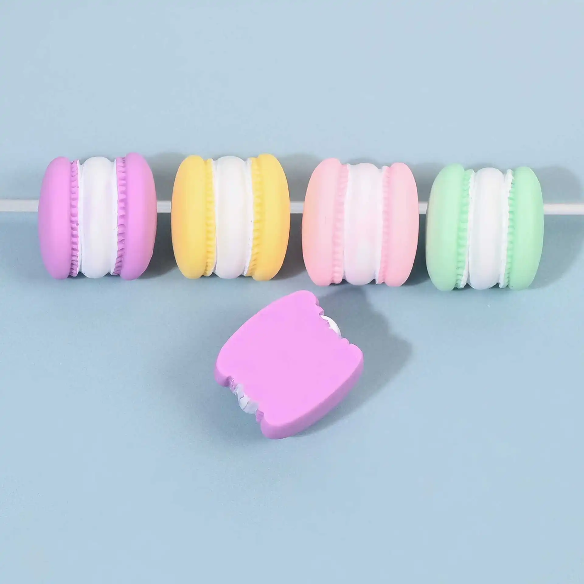 16Pcs Kawaii Resin Half Macaroon Miniature Flatback Cabochon Art Supply DIY Earring Craft Decoration Homemade Gift Phone Deco