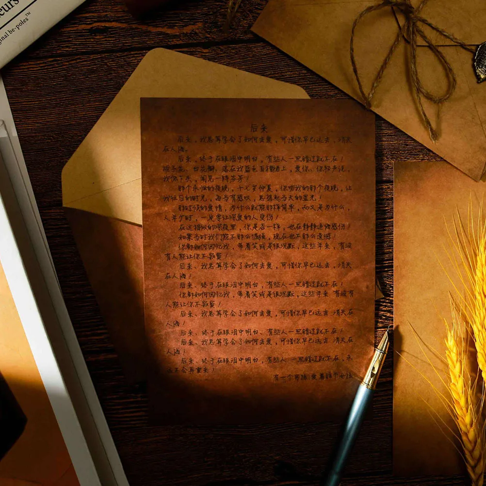 3 مجموعات الرجعية رسالة ظرف ورقي مجموعة كرافت خمر الكتابة القرطاسية سميكة السلس شقة ل مغلفات بطاقة دعوة التعبئة