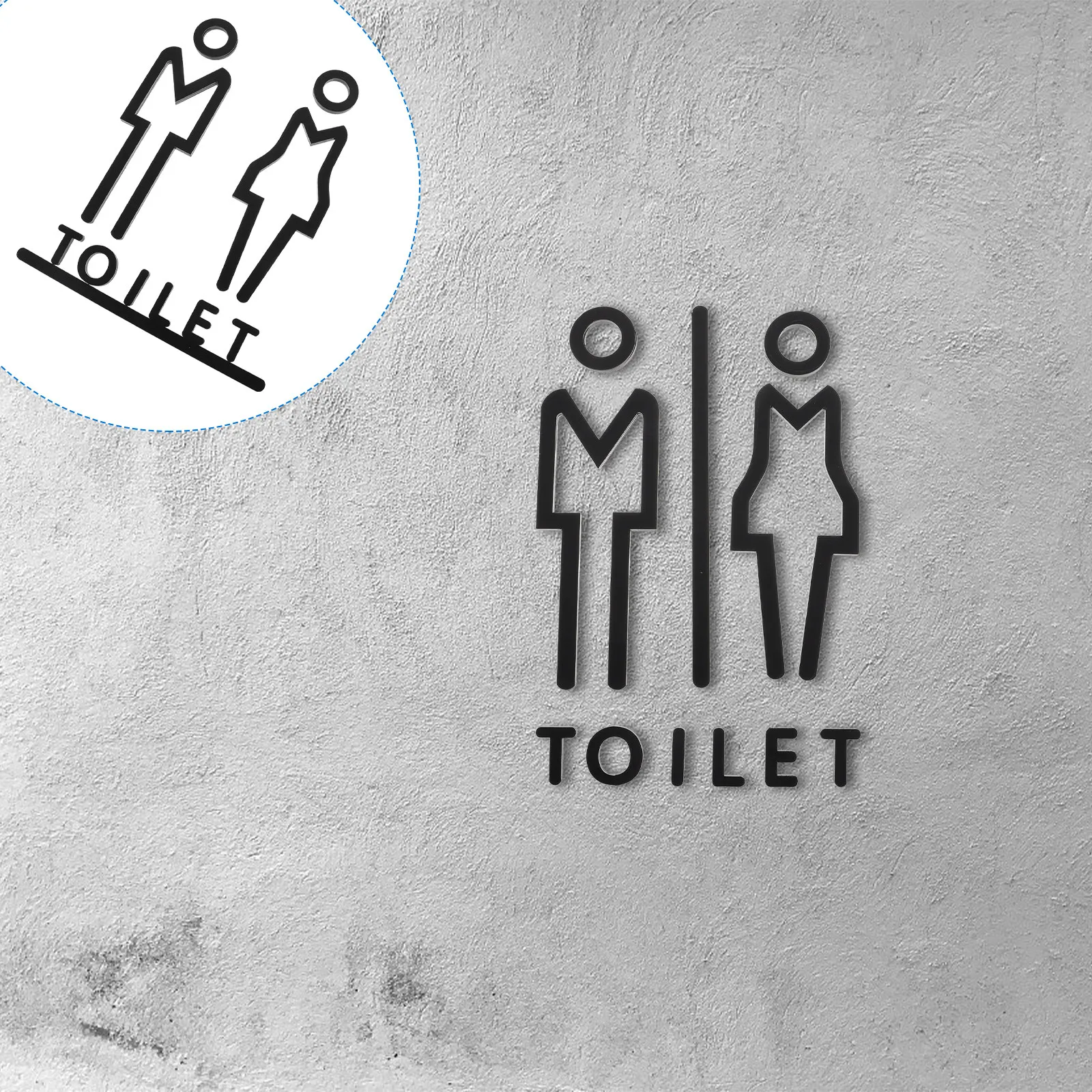 

1 Set Acrylic Toilet Sign For Women Men Restroom Washroom Direction Indicator Identification Plate Decorative Sign Board Home