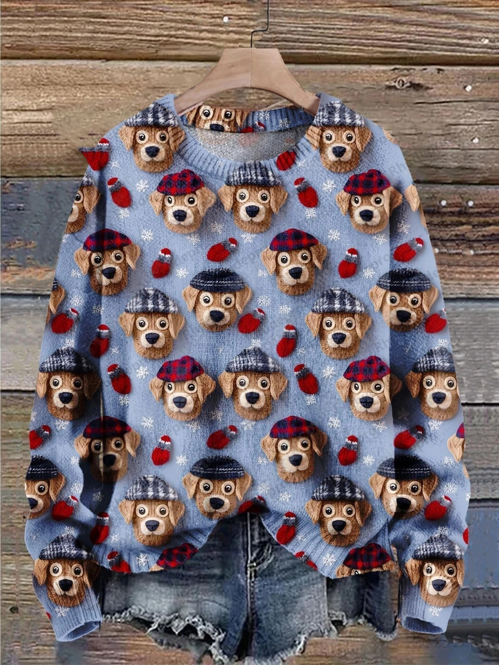 PLstar Cosmos New 3D Printing Retro Pattern Series Christmas Warm Ugly Sweater Street Casual Unisex Winter Sweater 2027