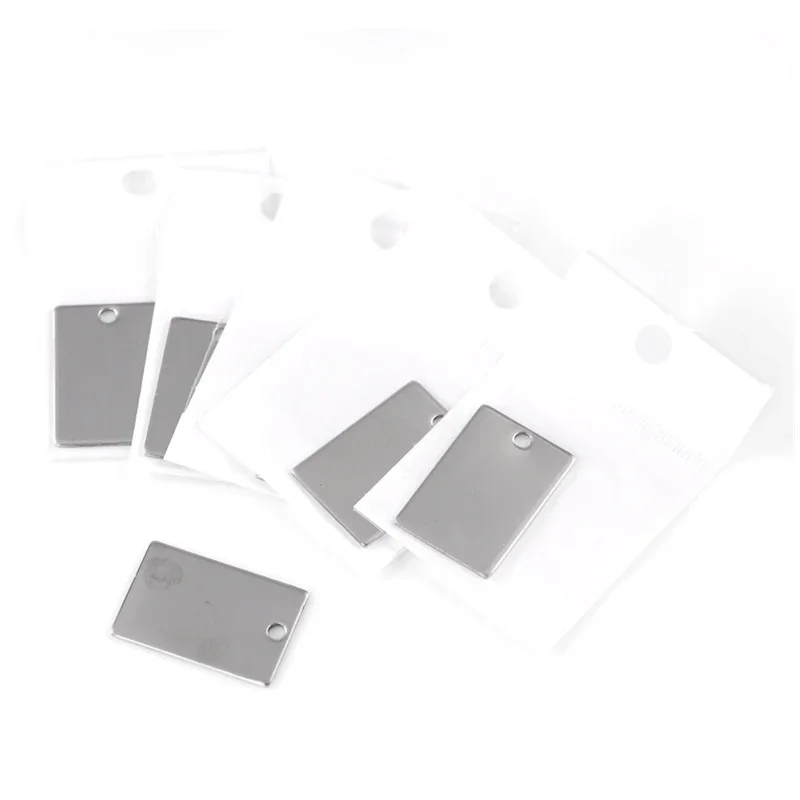 100Pcs Silver Tone Rectangle Stainless Steel Blank Stamping Tags Pendants Component 30x20mm(1 1/8
