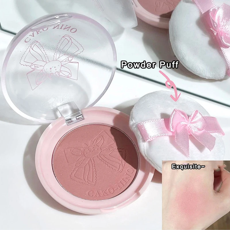 Wish Bow Cute Blusher Lasting Not Easy to Fly Powder Pink Blush Face Brighten Shading Rouge Rubor Korean Dupes Makeup Cosmetics