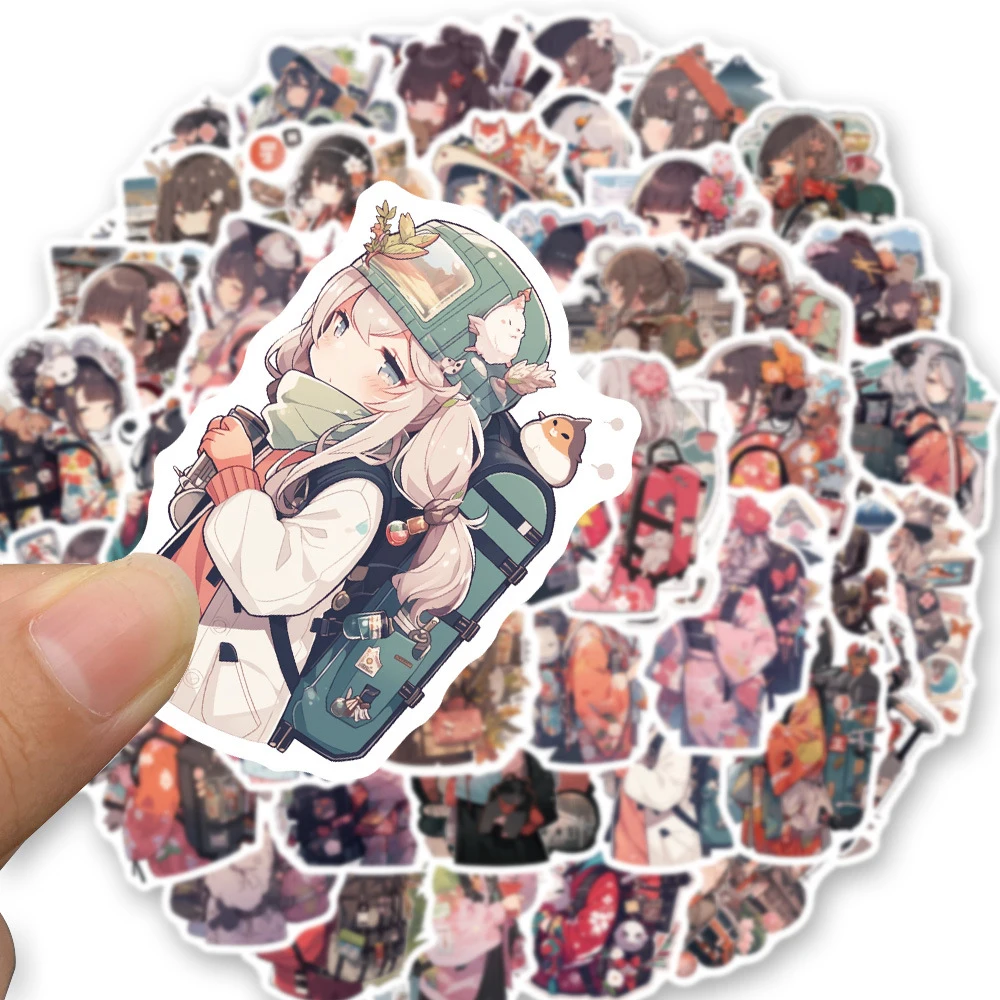 10/30/50pcs Anime Dos Desenhos Animados Wafuku Menina Adesivos Decalques Laptop Album Notebook Phone Suitcase Decoração Etiqueta Crianças Brinquedo Clássico