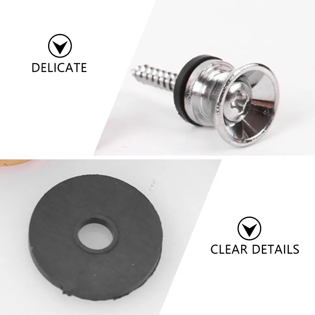 Guitar Strap Locks 2 Piece Metal Security Buttons for Acoustic Electric Bass Ukulele Anti Slip Buckle Pins