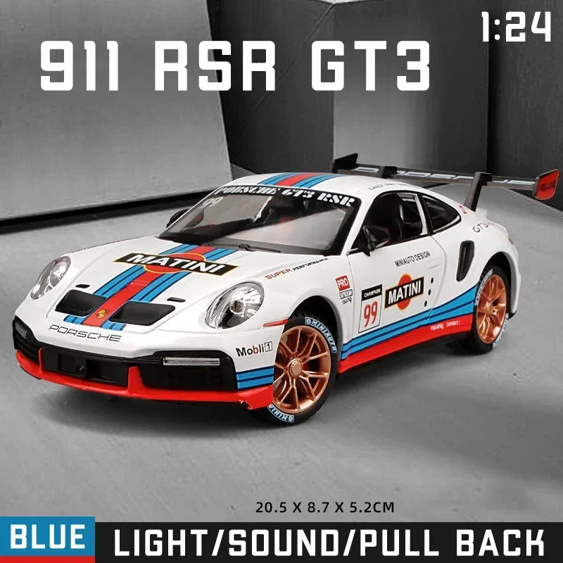 

1:24 Porsche 911 GT3 RSR Alloy Diecast Toy Vehicles Metal Car Model Sound Light Pull Back Kids Toys Collection A416