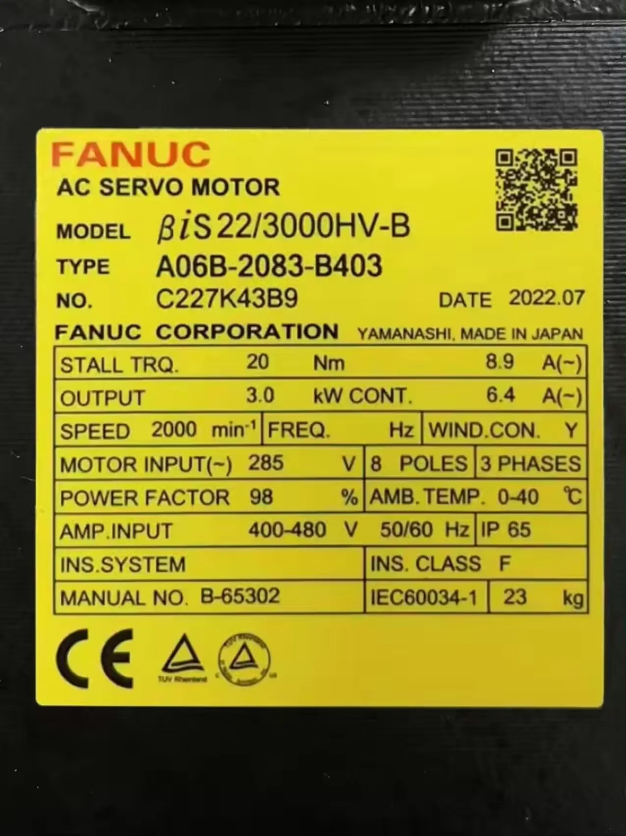 Fanuc Servo Motor A06B-0083-B403 Fanuc CNC Control Tested Ok A06B 0083 B403