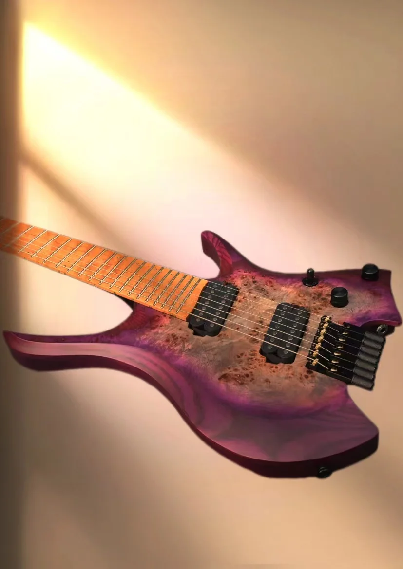 New 7 Strings Headless Electric Guitar Purple Burst Roasted Wenge Neck