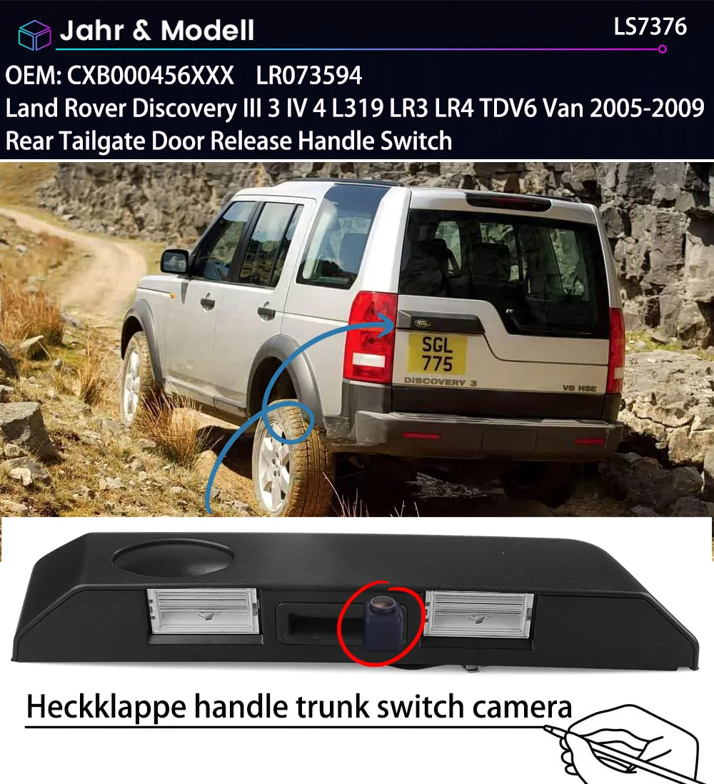 HD trunk handle car rear view camera For Land Rover Discovery III 3 IV 4 L319 LR3 LR4 V6 V8 Van