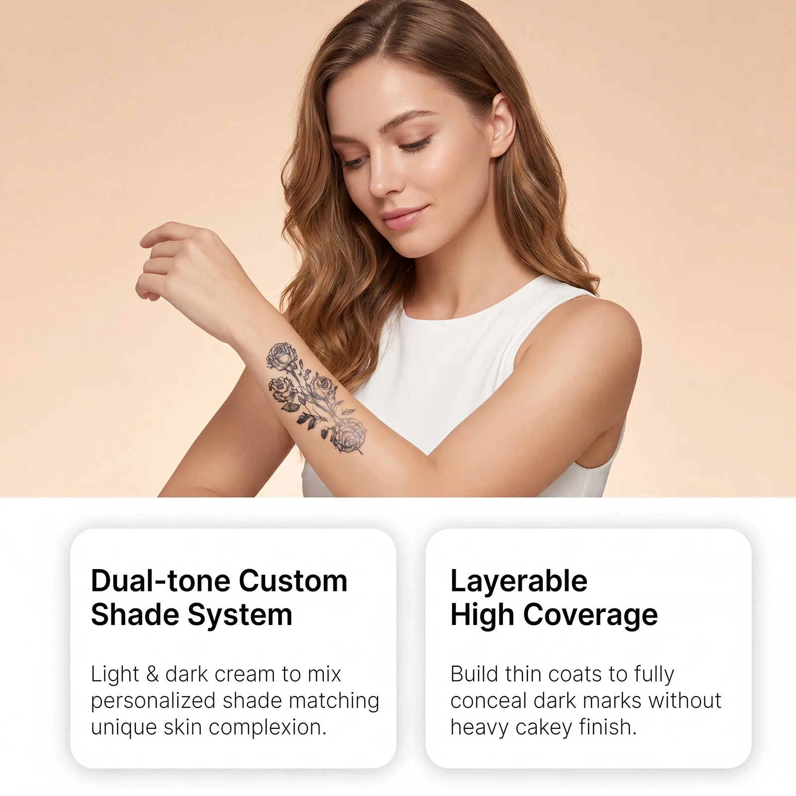Tattoo Concealer Set - Lightweight, Hydrating, Long-Lasting, Blendable and Natural for Daily Face and Body Coverage