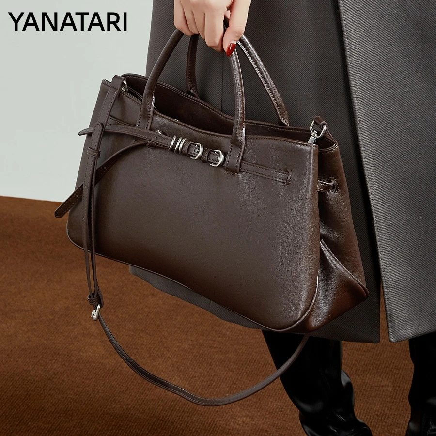 YANATARI Женская сумка из натуральной кожи, сумка через плечо, женские сумки через плечо, роскошная дизайнерская сумка в стиле минимализм, кожа крупного рогатого скота