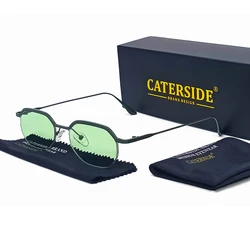 CATERSIDE Retro Small Sunglasses Men Polygonal Punk Half-Frame Sun Glasses for Women Business Travel Party Eyewear Summer Style