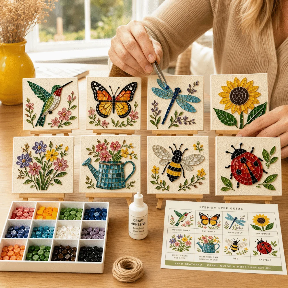 Glass Tiles Mosaic Kit DIY Beginner Friendly Mosaic Craft Supply DIY Glass Craft Glass Art Material Home Decor Kit
