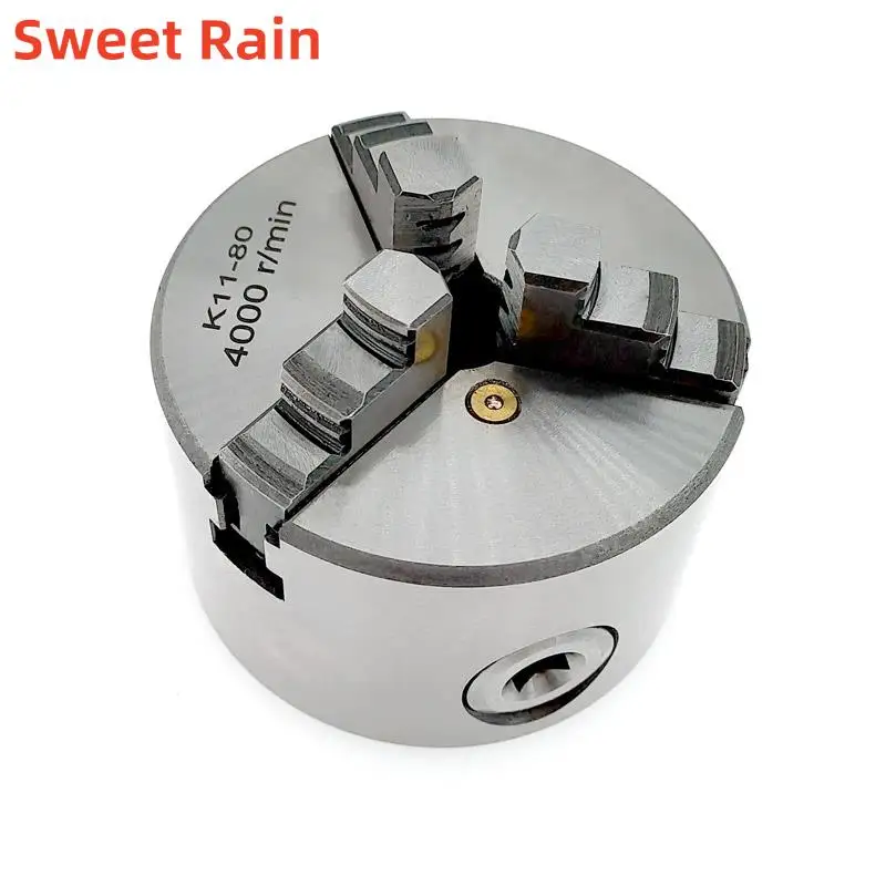 1Set K11 80 3-Jaw Lathe Chuck Manual Self-Centering Metal K11-80 Lathe Chuck With Jaws Turning Machine Tools Accessories