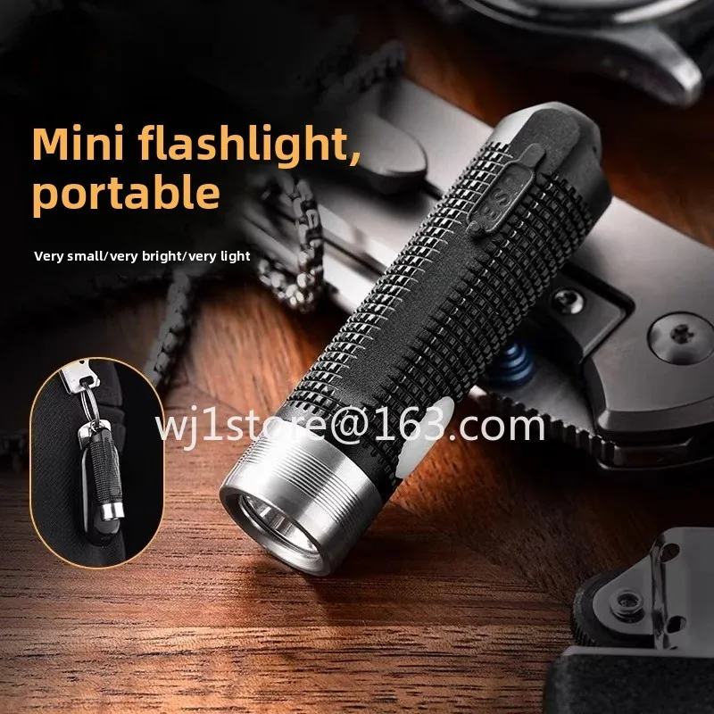 Flashlight small portable portable portable mini keychain light small flashlight strong light charging