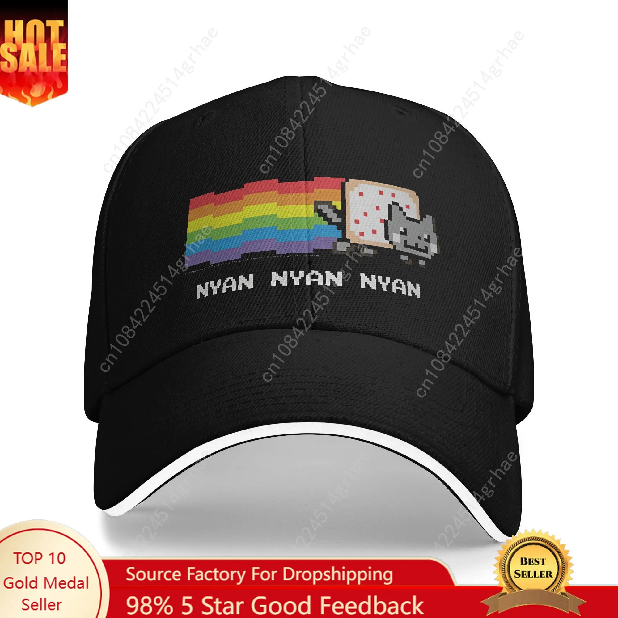 

N-Nyans Cat Nyan Nyan Nyan Rainbow Funny Internet bayingimg 1 Baseball Cap y2k Funny Hip Hop Hats Spring Men Adult Baseball Cap